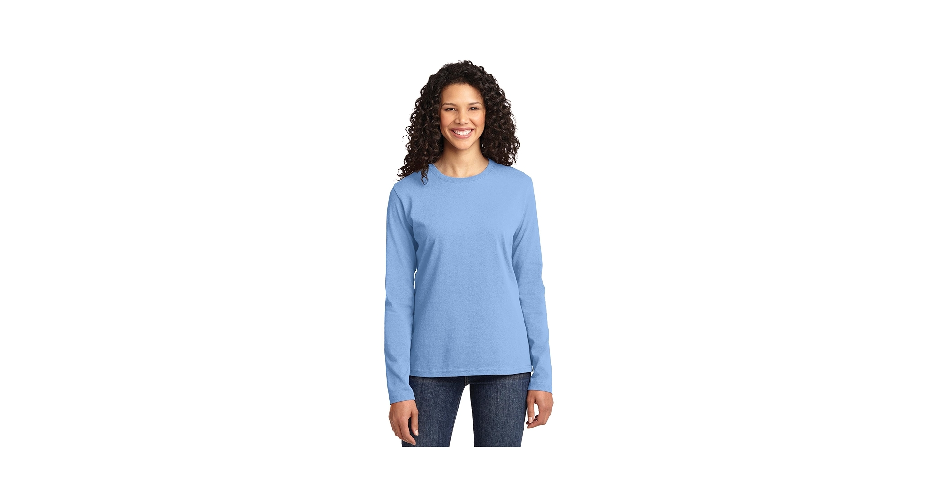 Port & Company Ladies Long Sleeve 100% Cotton T-Shirt, Light